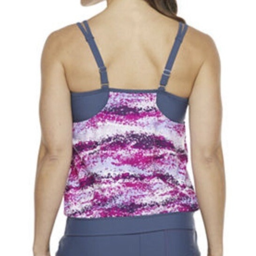 Free Country Blouson Tankini Women Small Modest Athletic Swimwear Quick dry Tank